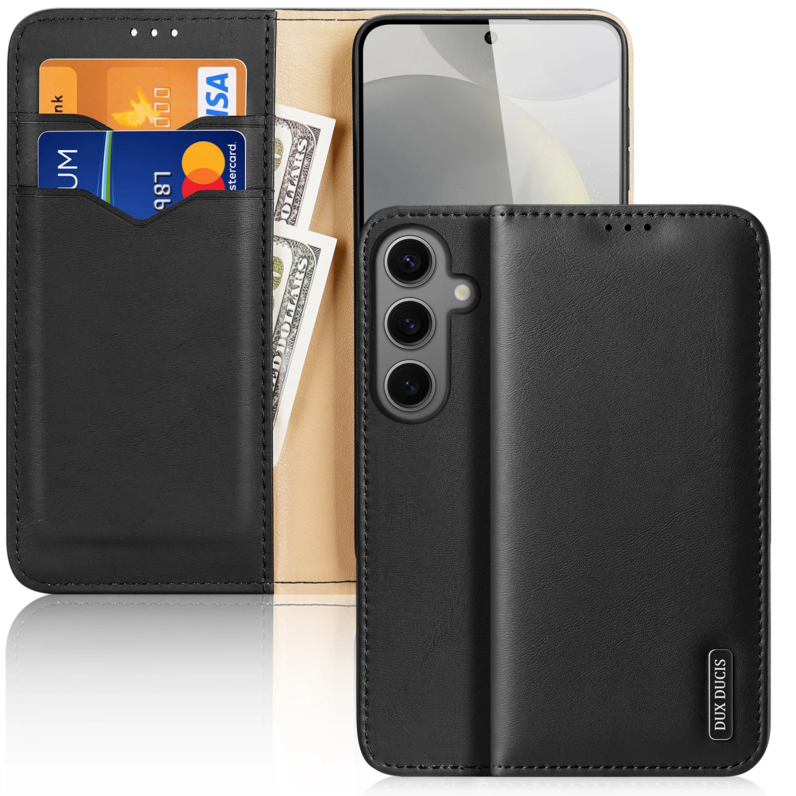 For Samsung Galaxy S24 Ultra S24 Plus Phone Case Cover Classic Genuine Leather Stand Wallet Multi Card Slot Soft and Smooth