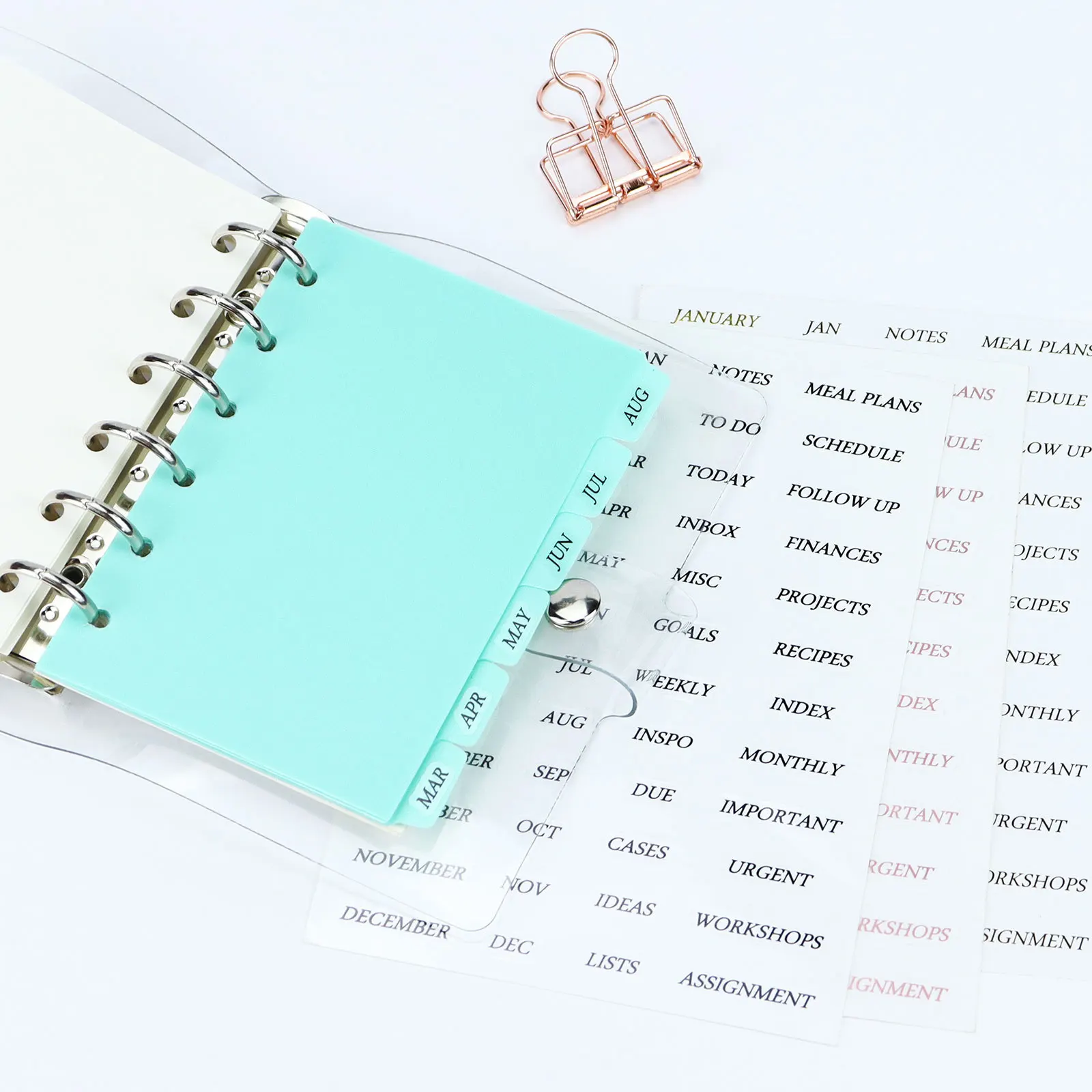 Compact Paper Index Divider with 6 Holes for Binder and Planner Notebooks