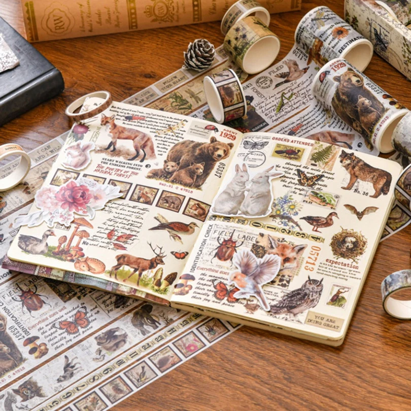 18Pcs Retro Washi Tapes Scrapbooking Supplies Washi Tape Set Vintage Cinta Adhesiva Decorativa Journaling Materials Masking Tape 6