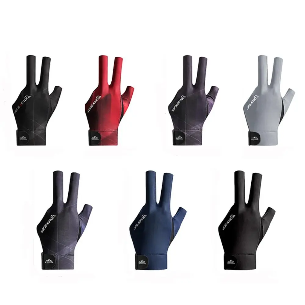 1pc Open Finger Billiard Gloves Breathable Polyester Snooker Pool Glove Adjustable Sticker Smooth Soft Lightweight Amateur Train