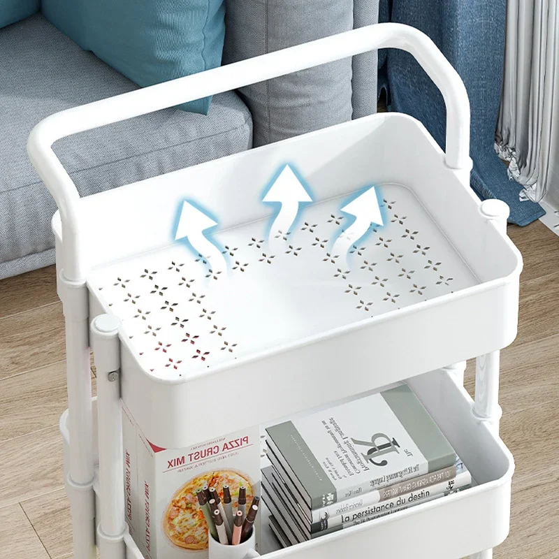 Pink Rolling Cart with Wheels, Utility Cart, Home Kitchen Tool Storage, Racking Organizer, Trolley with Metal Frame, 4 Tiers