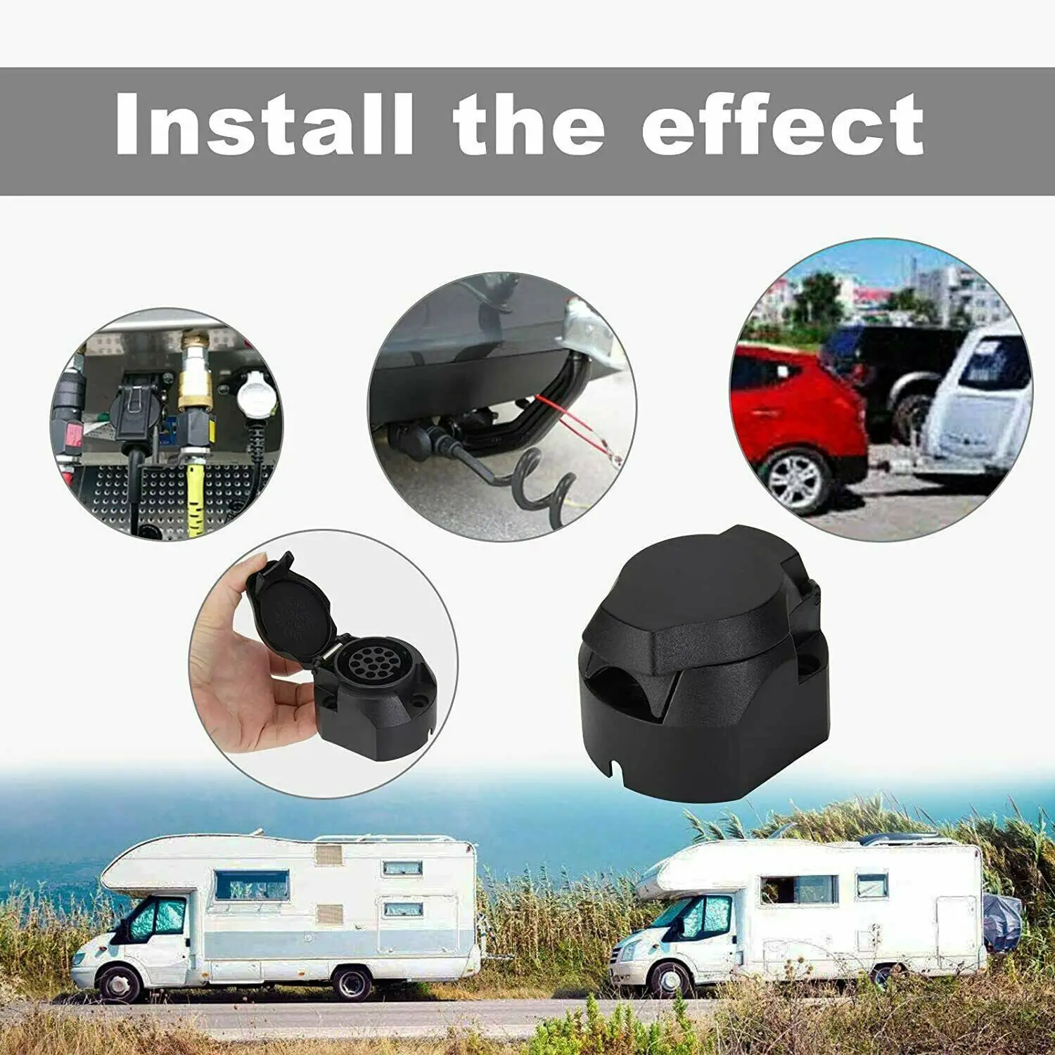 13 Pin Euro Plastic Trailer Socket Car Accessories Caravans 13 Pole Tow Bar Towing Socket Plug 12V Electrical Connector Adapter trailer socket trailer plug socket trailer plug adapter towing adapter towing adaptor trailer plug