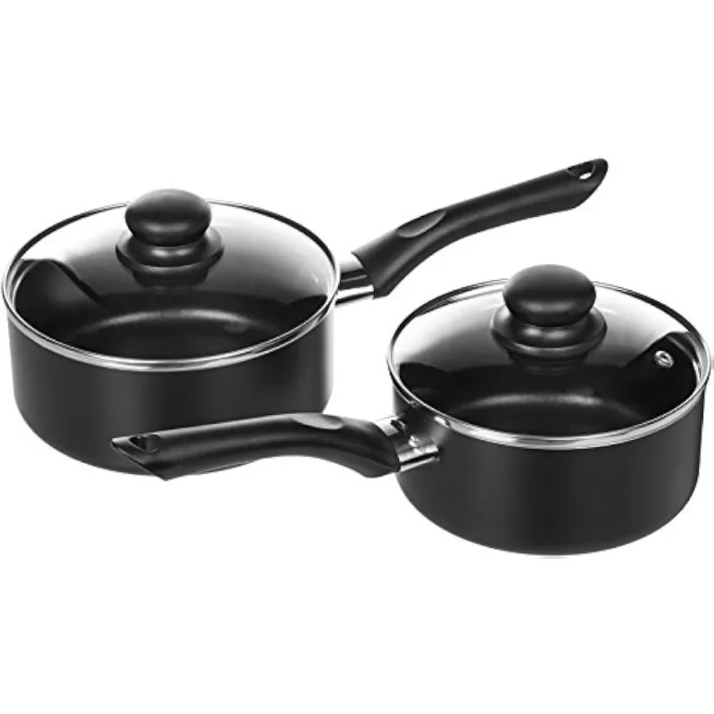 Basics Non-Stick Cookware 8-Piece Set, Pots and Pans, Black