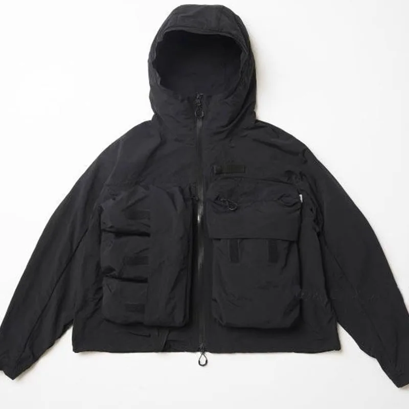 STONE  フード付きナイロンジャケット　フルジップ ブラック Stone ブラック フード付きブルゾン STONE ISLAND フード付きアウター