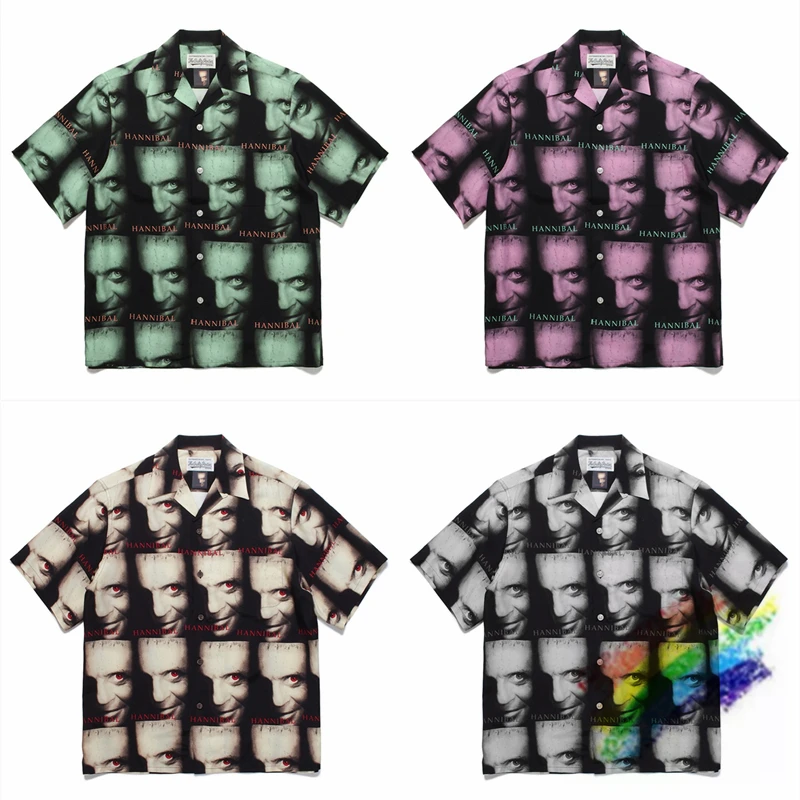 

2022ss WACKO MARIA Shirt Men Women 1:1 High Quality Portrait Logo Print WACKO MARIA Hawaii Shirts Tee