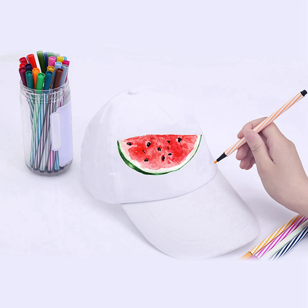 15Pcs/Set Baseball Caps Cotton Graffiti DIY Running Caps Ball Hats For Children DIY Graffiti Baseball Ball Hats Interesting