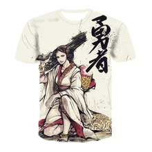 

Japon samuray 3D baskı T-shirt erkek kadın moda o-boyun kısa kollu T gömlek Harajuku Hip Hop Streetwear Ninja Tees Tops erkek