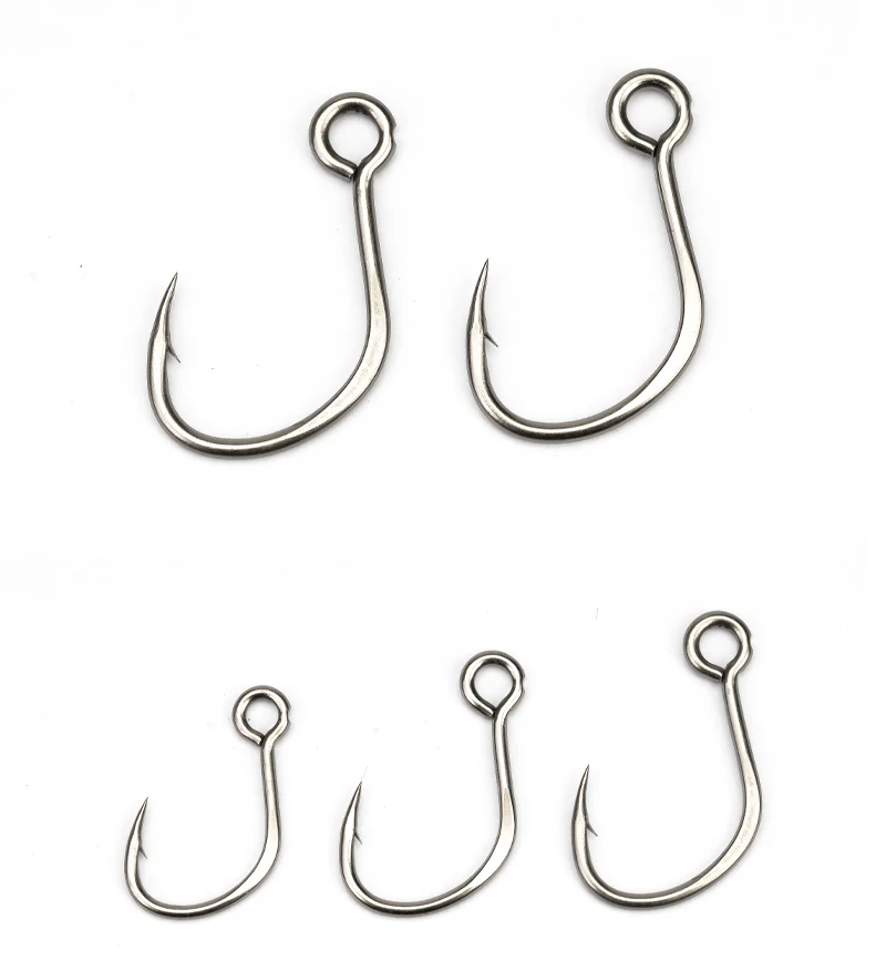 OUTKIT Neue 10 stücke Angeln Köder Ersatz Haken 5X Stärken Einzel 33 Angelhaken Inline Big Eye Größe 1 2 4 angelgerät High Carbon Stahl – Detail 5