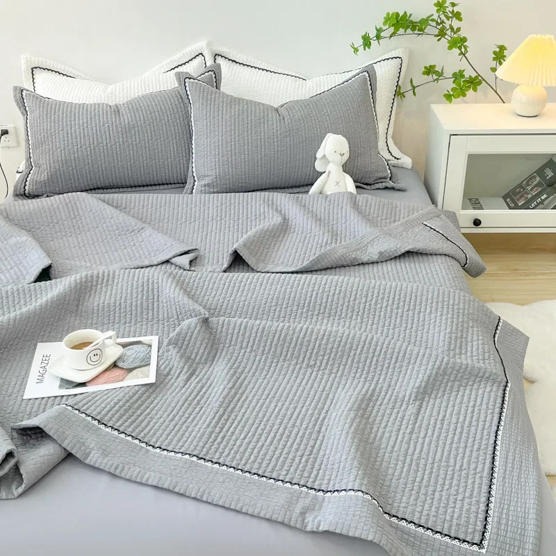 

Корейское летнее одеяло из пузырчатой пряжи для двойной кровати, дышащий Тонкий комплект одеял, машинная стирка, комплект из 3 шт. или одиночных одеял