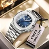 POEDAGAR Fashion Square Dial Quartz Watch for Men Stainless Steel Waterproof Luminous Date Mens Watches Top Brand Luxury Clock 3