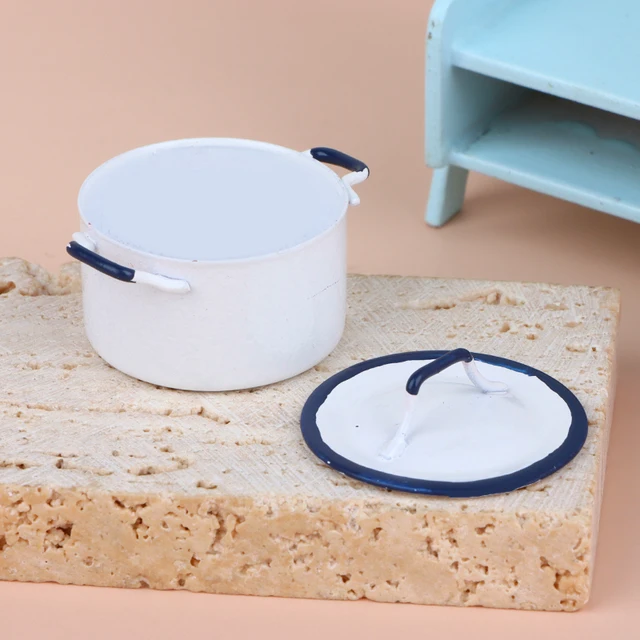 1:12 Dollhouse Miniature Boiler Cooking Soup Pot with Lid Cookware Kitchen Utensils Model Decor Toy Doll House Accessories 5