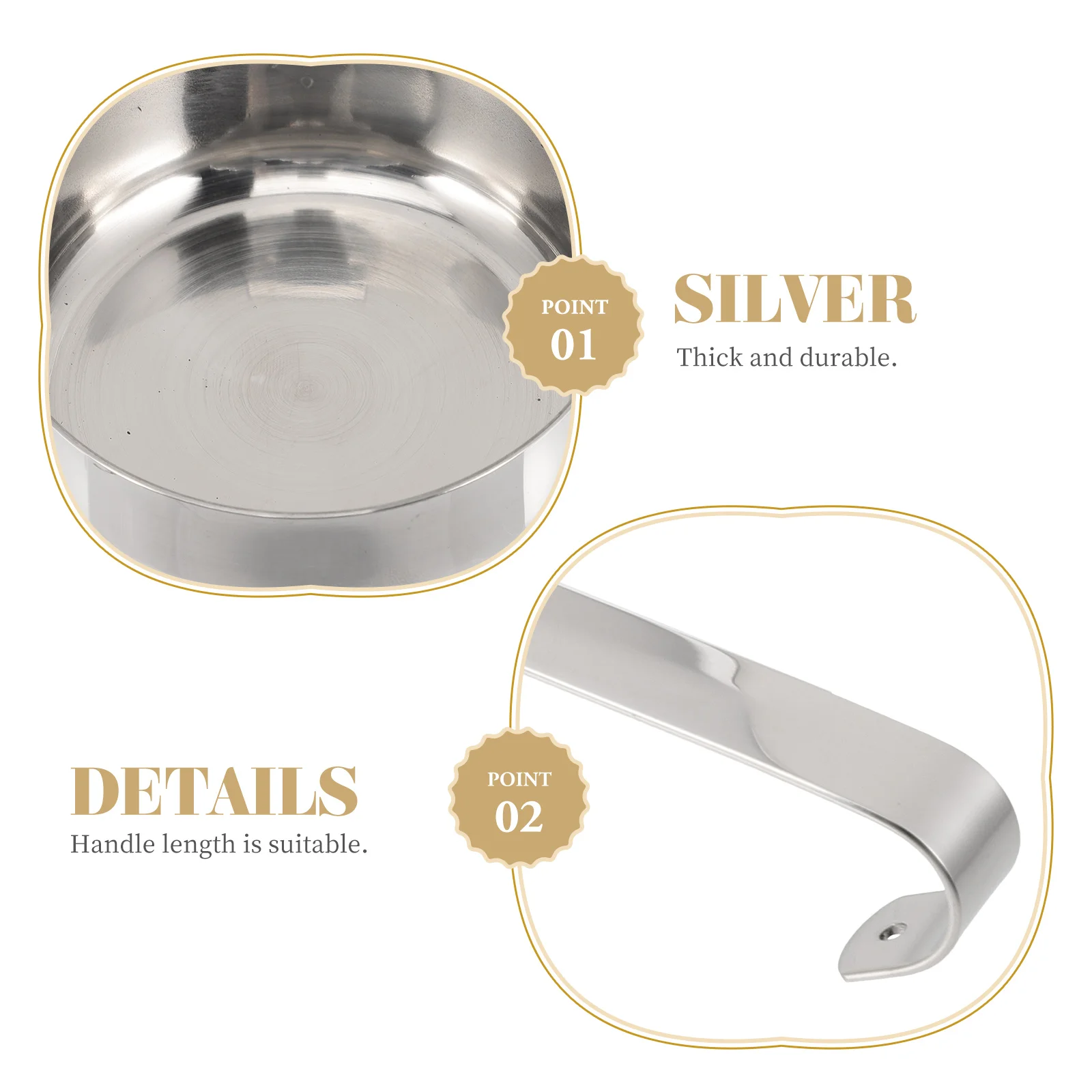 Stainless Steel Spoon Pizza Sauce Soup Ladle Serving Flat Bottom Measuring Scoop Cooking Kitchen Tools