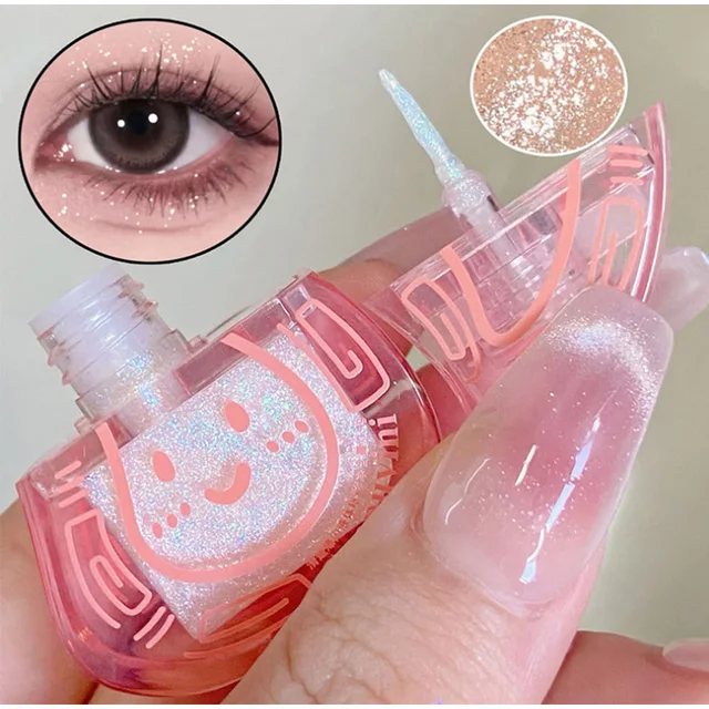 Glass Peach Bright Eye Shadow Stick Shimmer Glitter Highlight Liquid Eye  Liner Sequins Lying Silkworm Shiny Eyes Korean Makeup - AliExpress