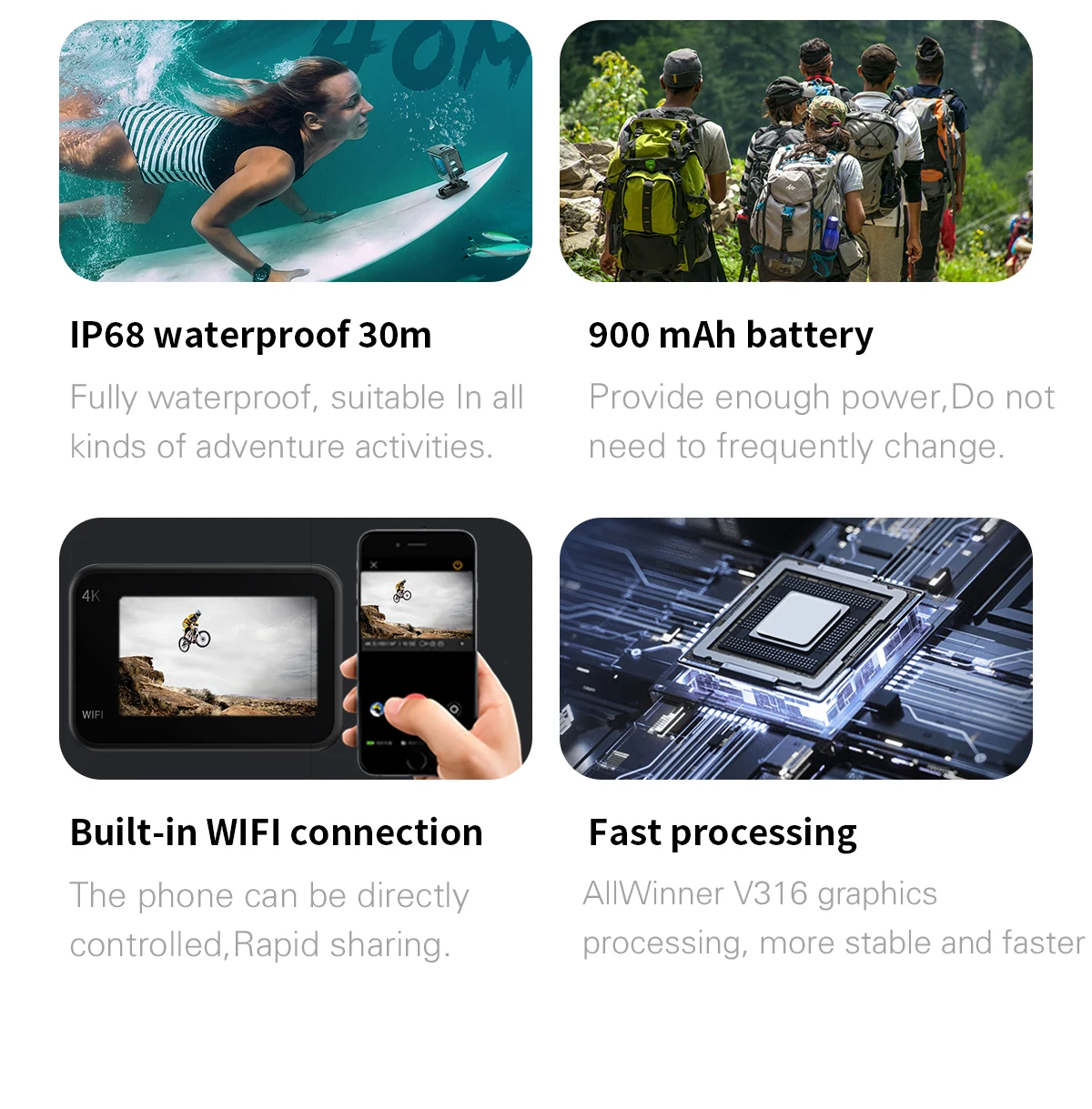 CERASTES Action Camera 4K60FPS WiFi Anti-shake Action Camera With Remote Control Screen Waterproof Sport Camera drive recorder 4