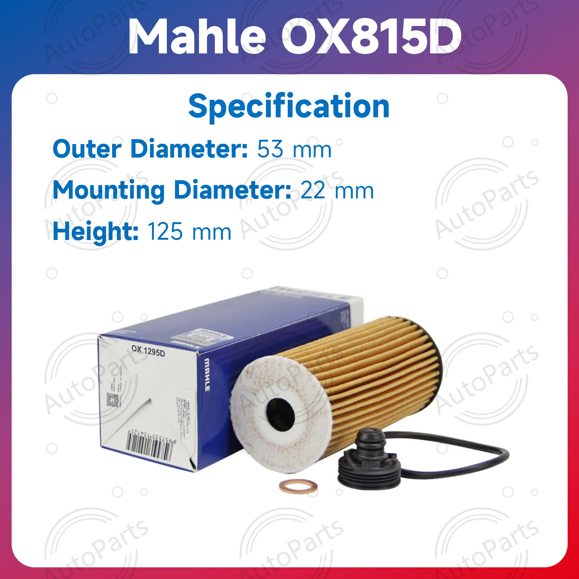 Mahle OX815D OX1295D Oil Filter for BMW 520i 525i 530i 320i 325i X3 X4 X5-OE Equivalent Part Number 11428570590