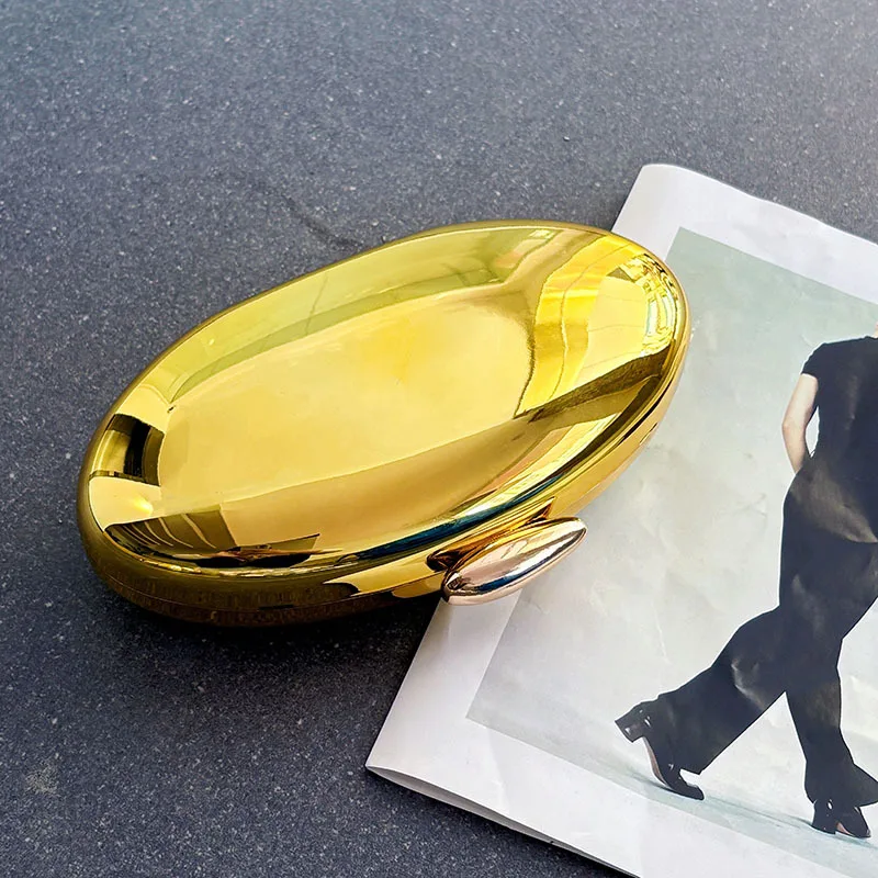 Women's Fashion Evening Clutches Luxury Plain Acrylic Long Chain Cross body Handbag Oval Shaped Fits Phone Wedding Banquet Party