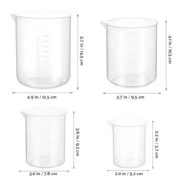 4 Pcs Liquid Measure Cup Measuring Cup Mixing Cups Liquid Measure Resin  Plastic Jugs Clear Small Liquids - AliExpress