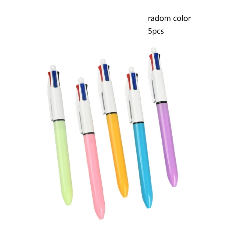 5 Pieces Retractable Multicolored Ballpoint Pen 4-Colors-in-1 Ballpoint Pen for Kid Student Class Reward Christmas Gift Dropship 3 8pcs christmas badge reels for nurse doctor retractable badge reel for nurse dropship