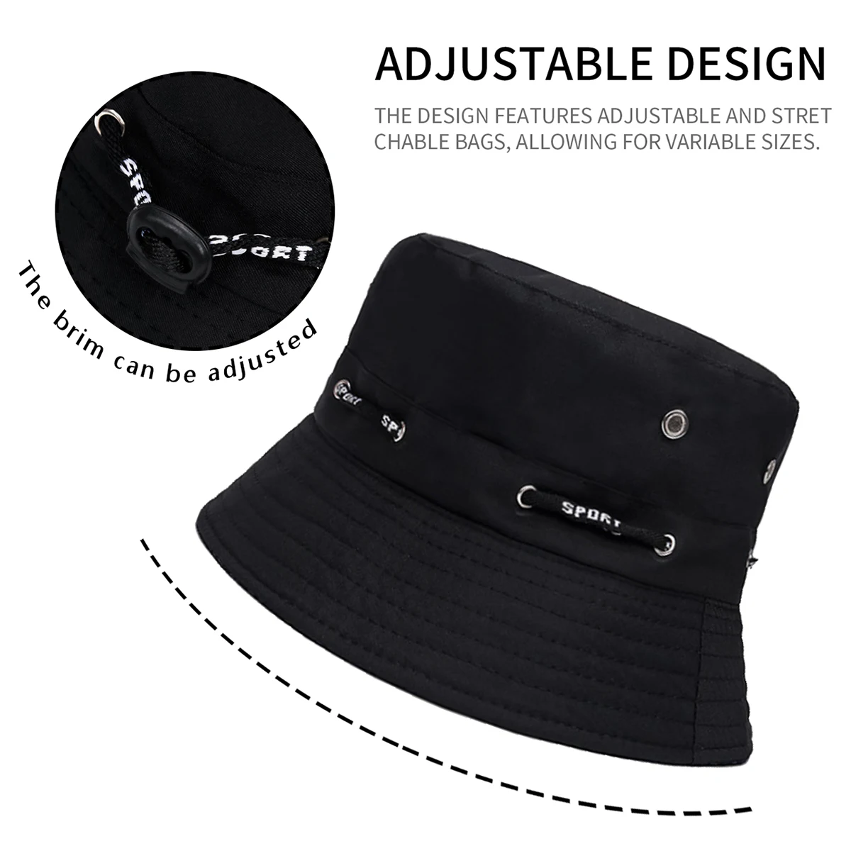 Folding Outdoor Camping Style Fisherman Hat Sun Protection Travel Hat Large Head Circumference Versatile Casual Sun Basin Hat Hiking Mountaineering Fishing Fishing