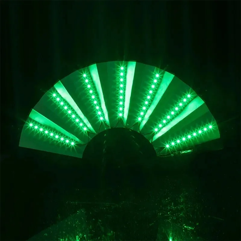 Glowing Disco Folding Fan Trendy Electronic Music Festival Party Performance Prop Flashing Bar Fanins folding fan