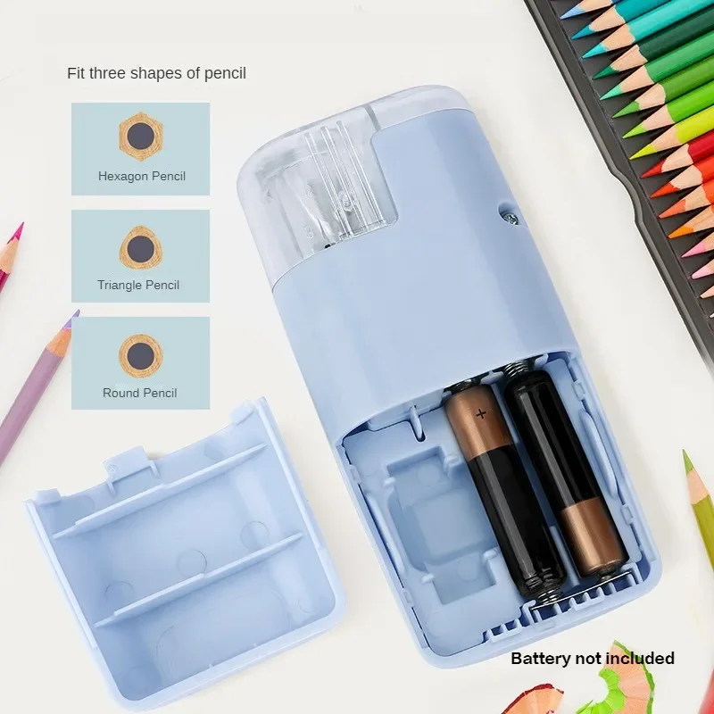 전기 연필 깎이 휴대용 미술 다기능 연필 깎이 배터리 구동 교체 가능한 칼 나머지 학생 용품