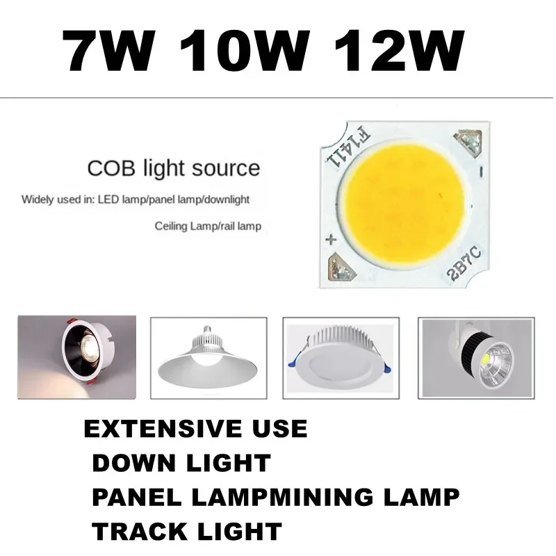 Description Picture 6 of item7W 10W 12W COB LED Chip 11mm light emitting surface 3000K 4000K 6000K LED lamp Beads Spotlight Downlight Lamp light source