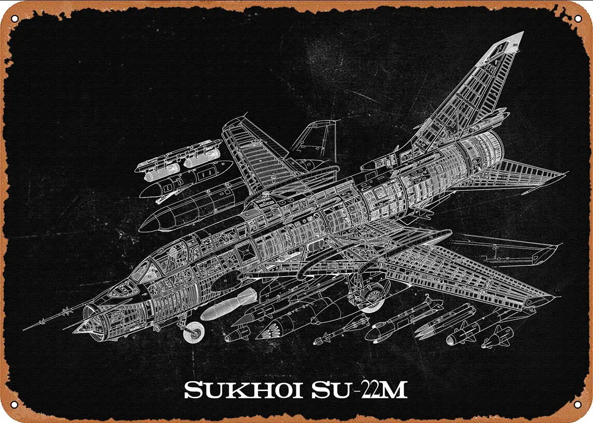 

Sukhoi Su22M 2# Metal Tin Sign Wall Decor Man Cave Military Fan Gift Home Bar Pub Decorative Military Posters 12x8 Inch