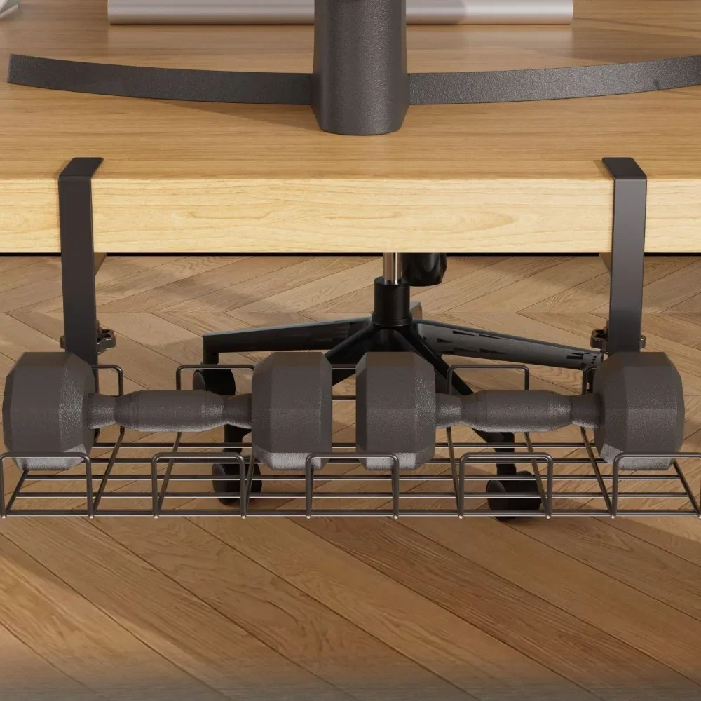 Under Table Storage Racks Metal Cable Management Tray Home Office Desk Wire Organizer No Punching Kitchen Storage Accessories