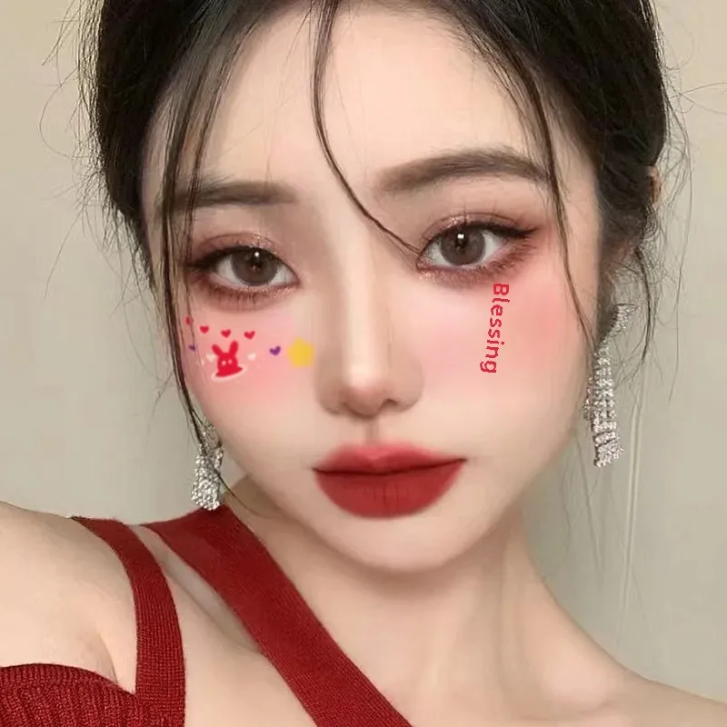 Christmas Cartoon Makeup Stickers Small Rabbit Tattoo Stickers Fortune Face Cute Christmas Festival Cos Play Blush
