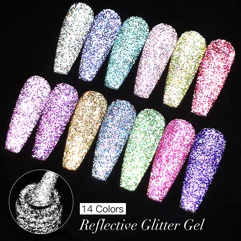Mtssii 78 Colors Reflective Glitter Gel Nail Polish Set Laser Cat Magnetic Gel Semi Permanent Varnish Nail Art Manicure Kit 4