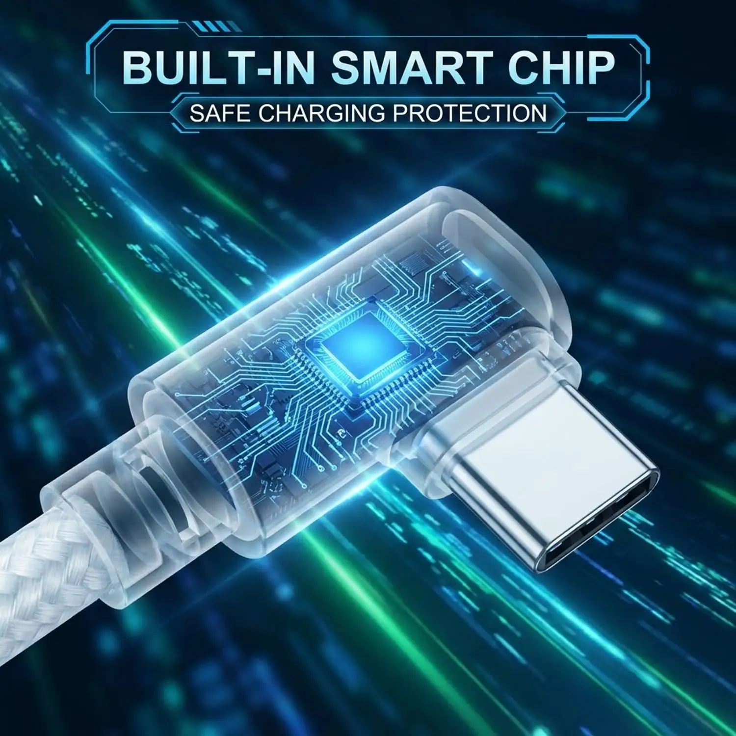 10A 고속 충전 USB-C 케이블 USB 타입 C 직각 나일론 편조 충전기 와이어 아이폰 삼성용 데이터 전송 케이블