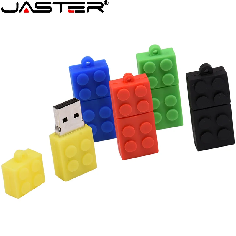 JASTER-Unidad Flash USB 2,0, modelo de bloques de construcción de silicona de cinco colores, memoria extraíble de 64GB, 32GB, 16GB, 8GB, 4GB, 128GB, disco U