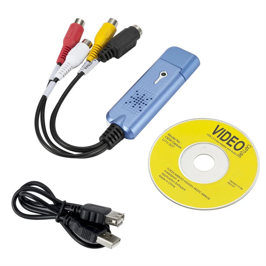 Vhs-vcr tv para Conversor Digital Usb 2.0 Conversor de Vídeo Cartão de Captura de Áudio Vhs Box Suporta Win 10 - Imagem 3