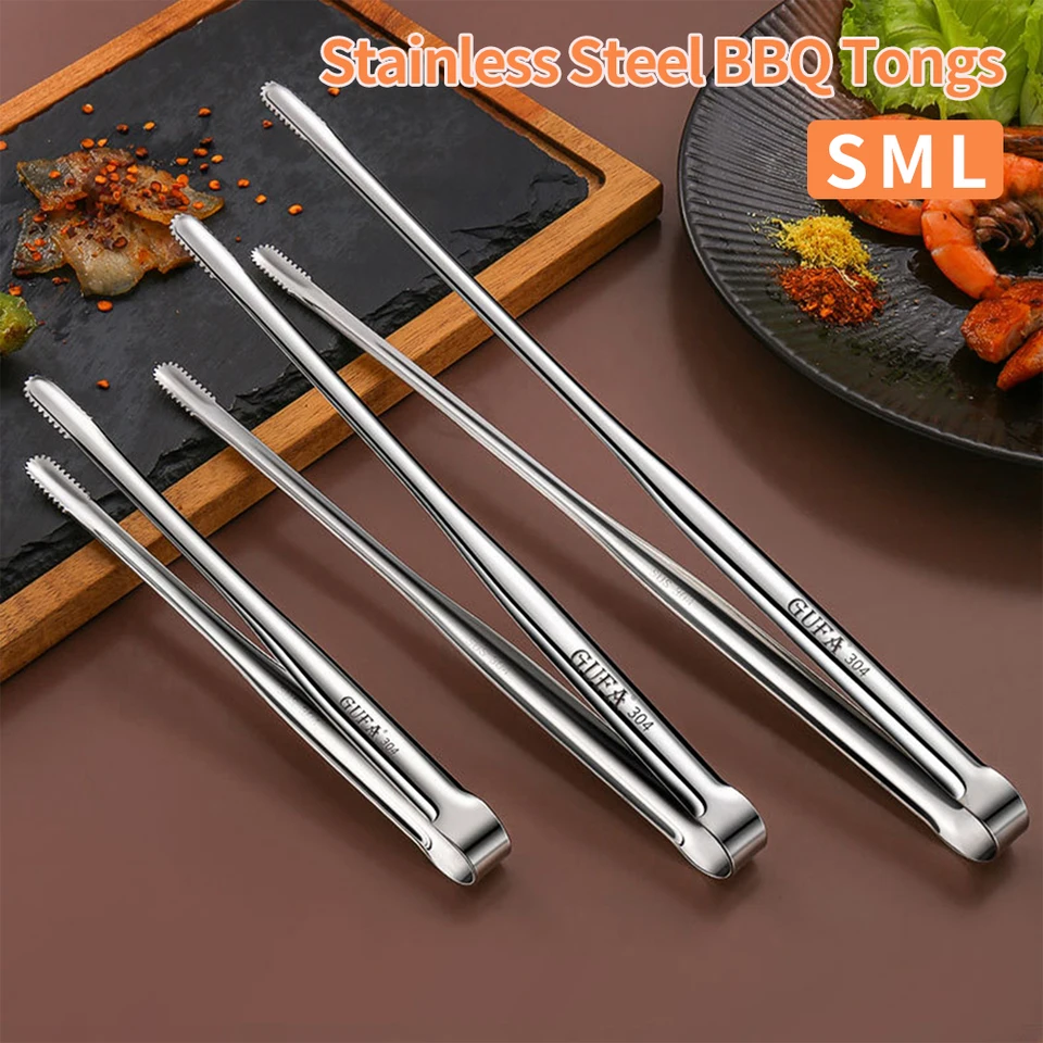 Pinzas para cocinar de cocina, acero inoxidable, fácil de limpiar, pinza para carne con dientes, para comida de barbacoa, 25,5 cm, color rojo | en línea