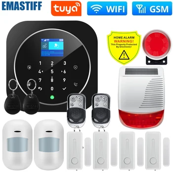 Smart Life Alarm System for Home WIFI GSM Security Alarm Host with Door and Motion Sensor Tuya Smart App control work Alexa 1