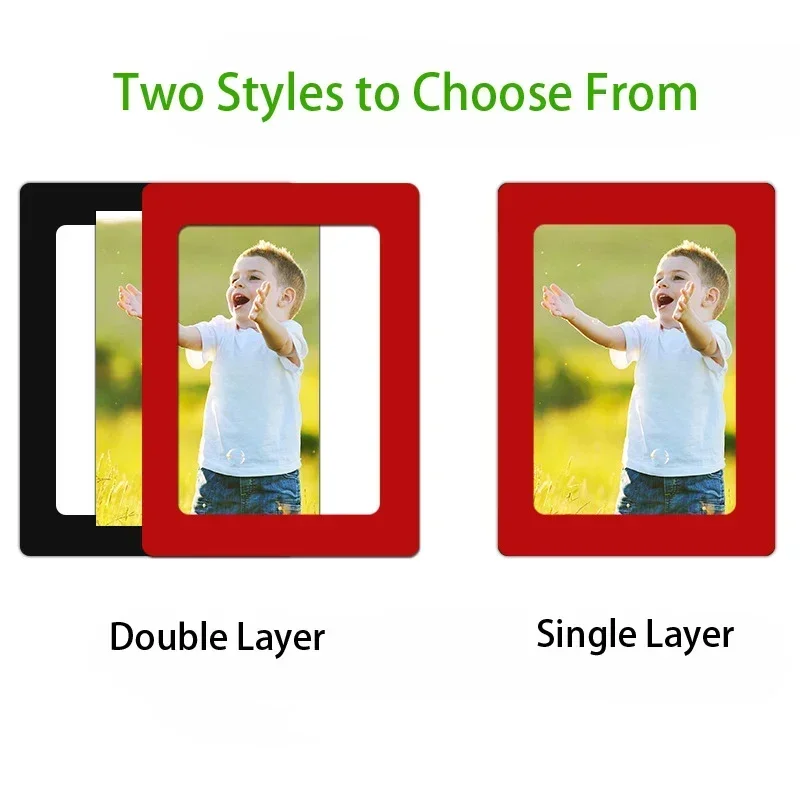 천공 무료 사진 프레임 다채로운 자기 액자 고무 자석 자기 점도 사진 벽 가족 DIY 홈 장식