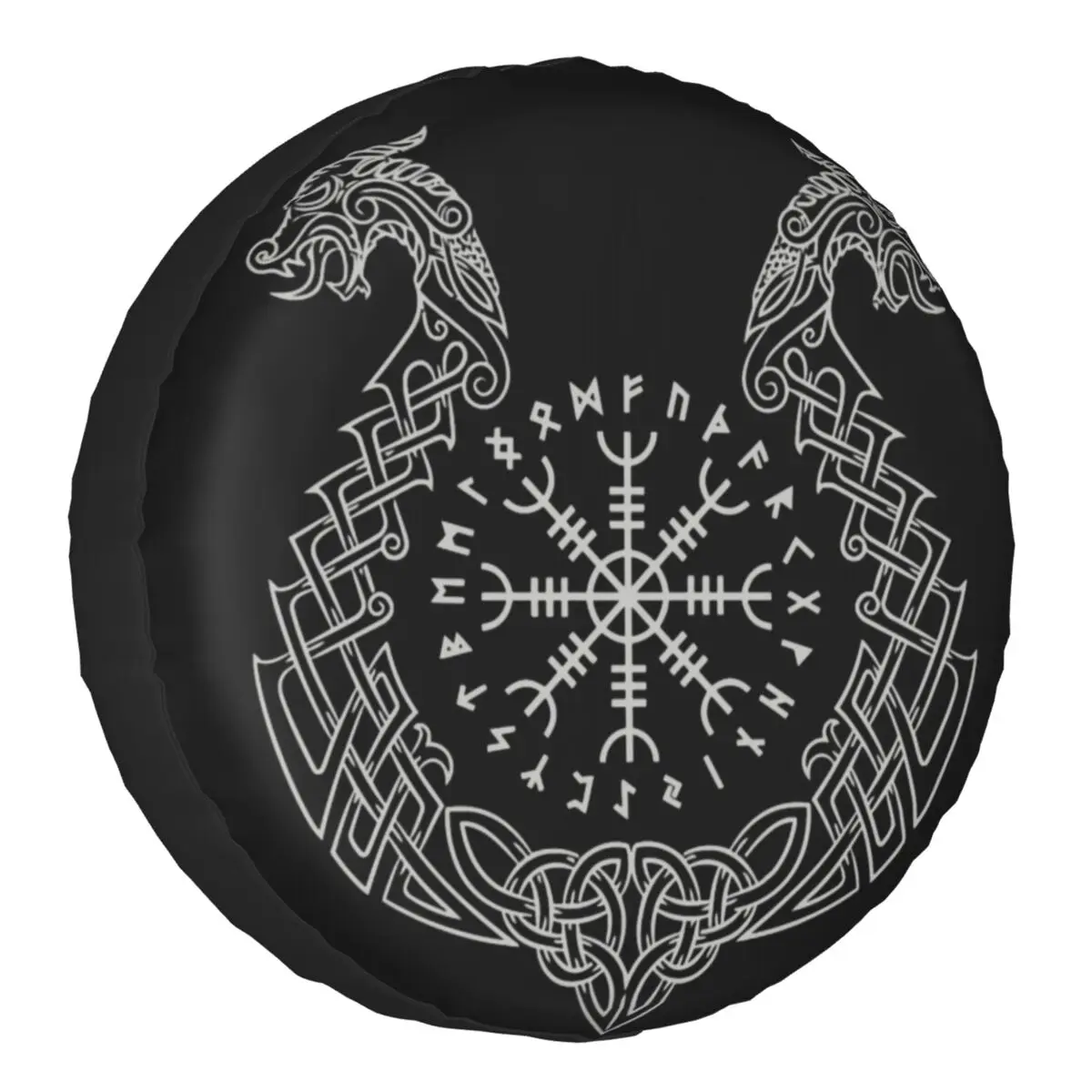 

Viking Helm Of Awe Spare Tire Cover for Grand Cherokee Jeep RV SUV Norse Compass Car Wheel Protector Covers 14" 15" 16" 17" Inch