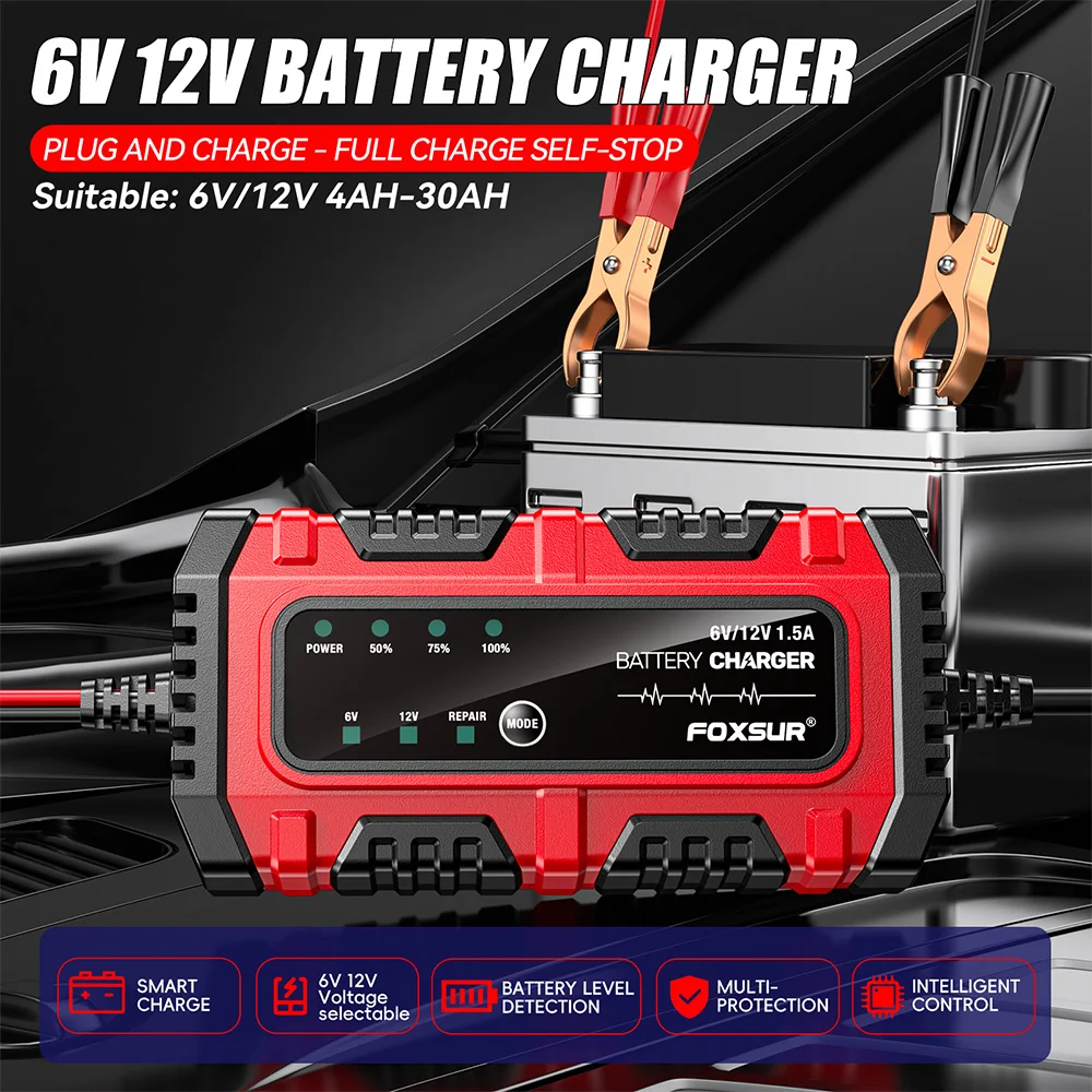 12-V-Motorrad-Batterieladegerät und -wartungsgerät, Digitalanzeige, Autobatterie-Ladegerät, 1,5 A, vollautomatisches Erhaltungsbatterie-Ladegerät – Detail 10