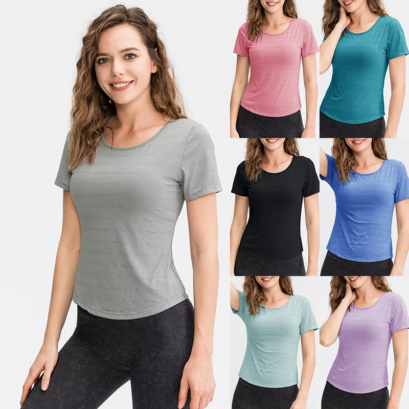 Women Sports T Shirt Yoga Top Summer Casual Quick Dry Outdoor Running Athletic Breathable Gym Tops