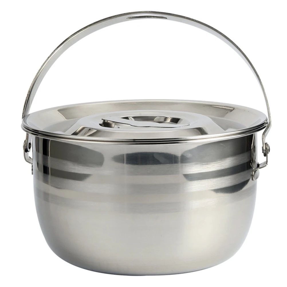 PotCookingCampingCookwareStewStainlessSteelSoupStockPortable