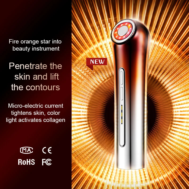Radio Frequency Skin Tightening Machine 3-in-1 Rechargeable Anti-Aging Skin Care Microcurrent Facial Device, Red Light, Wrinkle