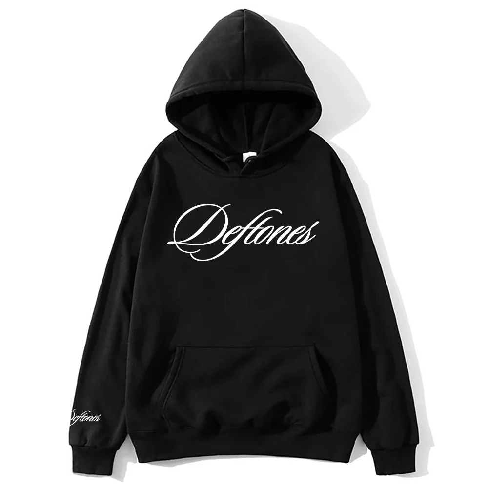 Deftones Script Logo Hoodie Deftones Rock Band Pullover Men Women Metal Casual Clothes Classic Oversized Sweatshirt High Street