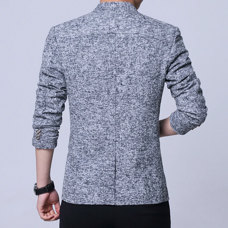 2023 Autumn winter men's casual suit Korean version slim-fit plaid suit jacket plus fleece thickened coat large size single west 5