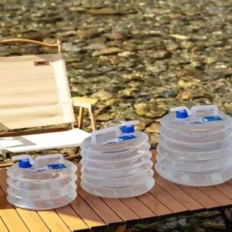 Folding Bucket Water Storage Bag Outdoor folding bucket car kettle car shrink portable water storage tank water bag with faucet household storage bucket