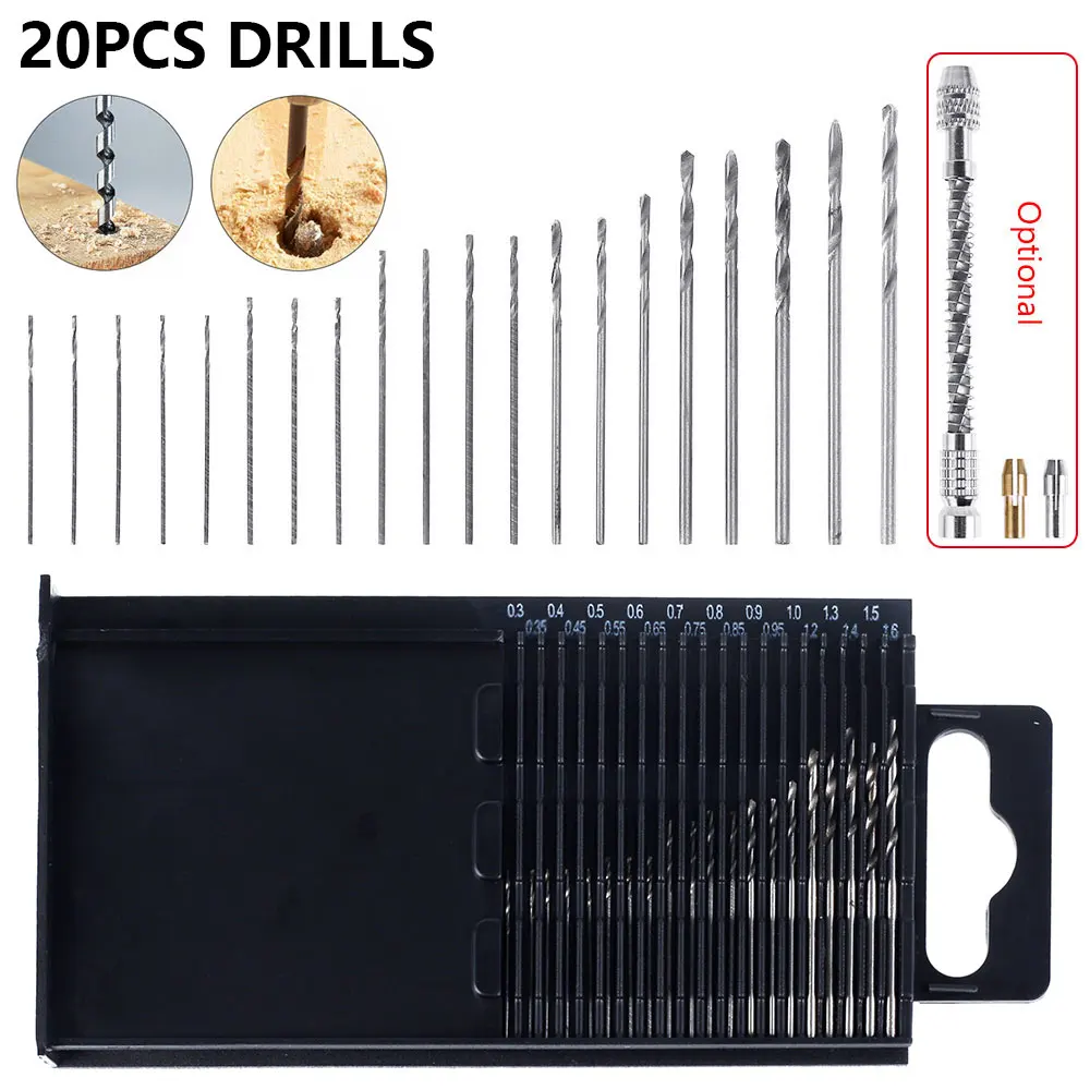 

Twist Drill Bits 0.3-1.6mm Mini Drill Bit Set Aluminum Hand Drill Model Craft with Case Tool Mini Drill Bit Woodworking Tools