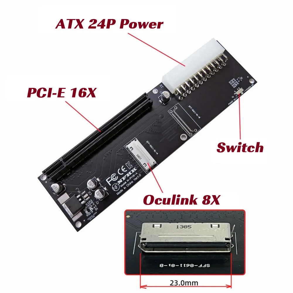 8x Oculink SFF-8611 SFF-8612 8i To PCIe4.0 X16 Adapter for