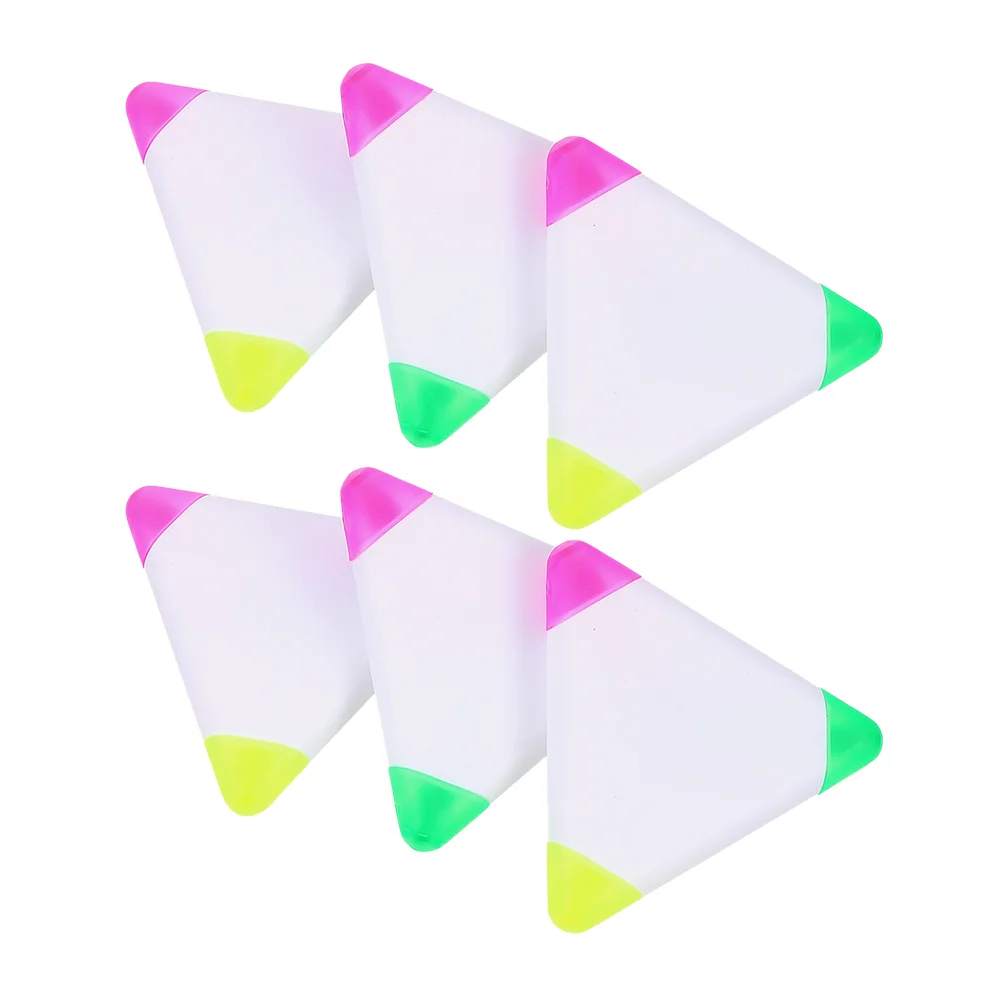 6 Pcs Triangle Highlighters Colored Pens Marker Pens Colorful Highlighters Study Office Supplies School Stationery Triangle
