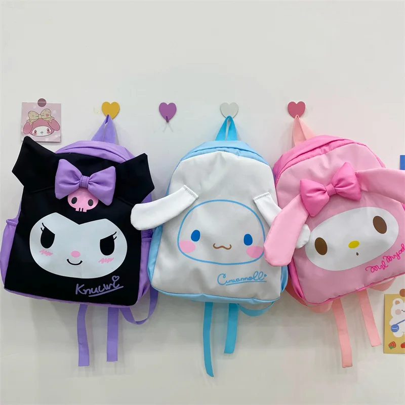 New Sanrio Kuromi Cinnamoroll Melody Backpacks Kawaii Anime Cartoon Bag Cute Girl Large Capacity Schoolbag Kids Birthday Gift miniso hello kitty sanrio kuromi girl backpack schoolbag outdoor travel notebook bag gifts for girl students mochila