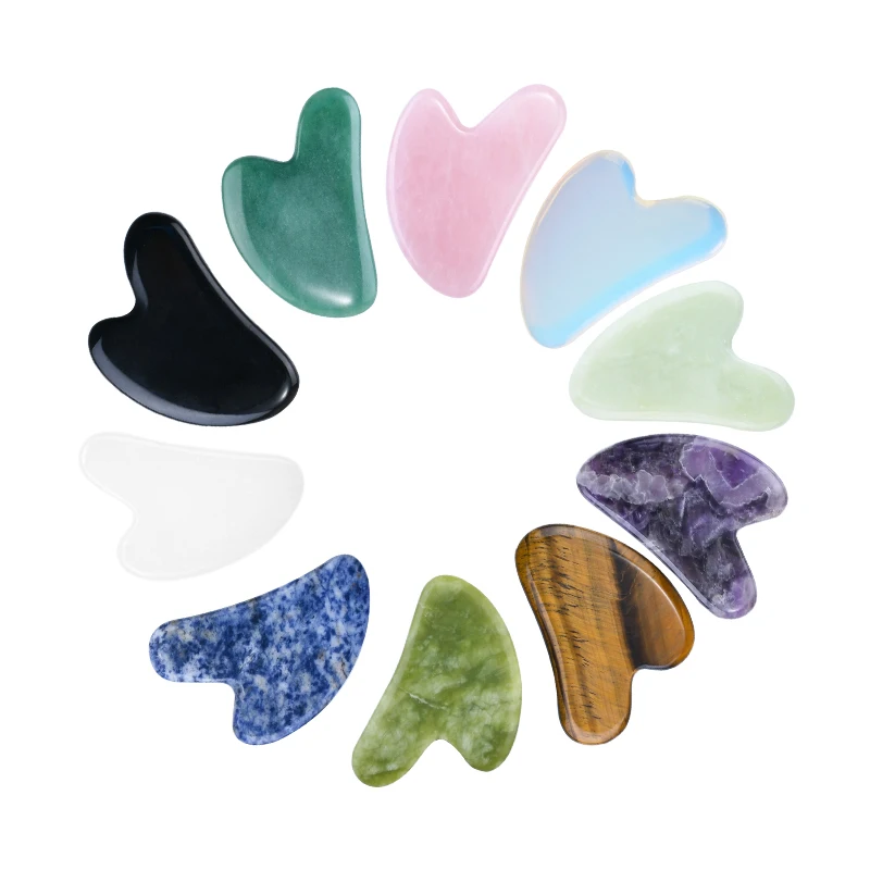 Rose Quartz Face Gua Sha Tool Skin Care Body Natural Crystal Mineral Stone Massager Health Beauty Products Wrinkle Facial Tapes