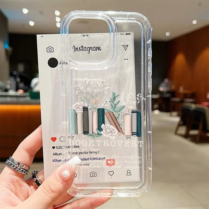 Transparent Floral Print Shockproof Phone Case - Soft Protective Cover